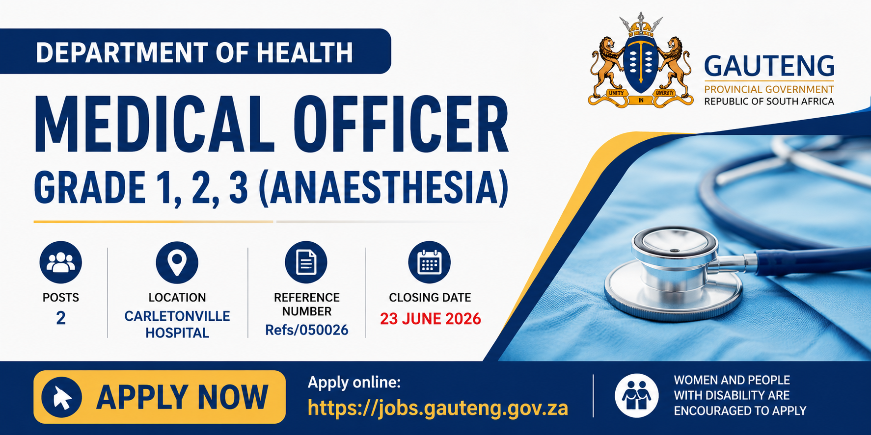 Medical Officer Anaesthesia vacancies at Carletonville Hospital