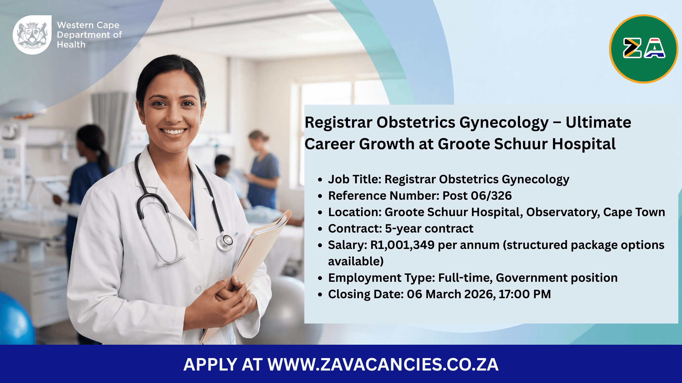 Registrar Obstetrics Gynecology doctor at Groote Schuur Hospital maternity ward reviewing patient file