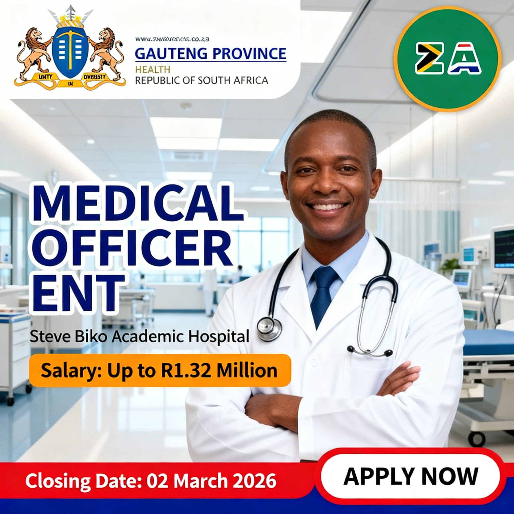 Medical Officer ENT Jobs 2026 at Steve Biko Academic Hospital Gauteng Department of Health