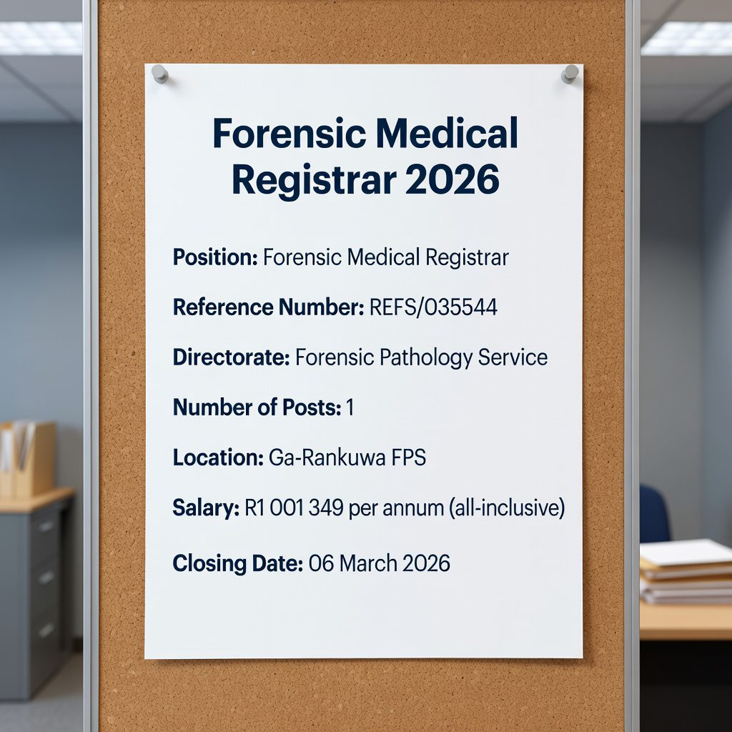 Forensic Medical Registrar Vacancy 2026 at Ga-Rankuwa Forensic Pathology Service Gauteng