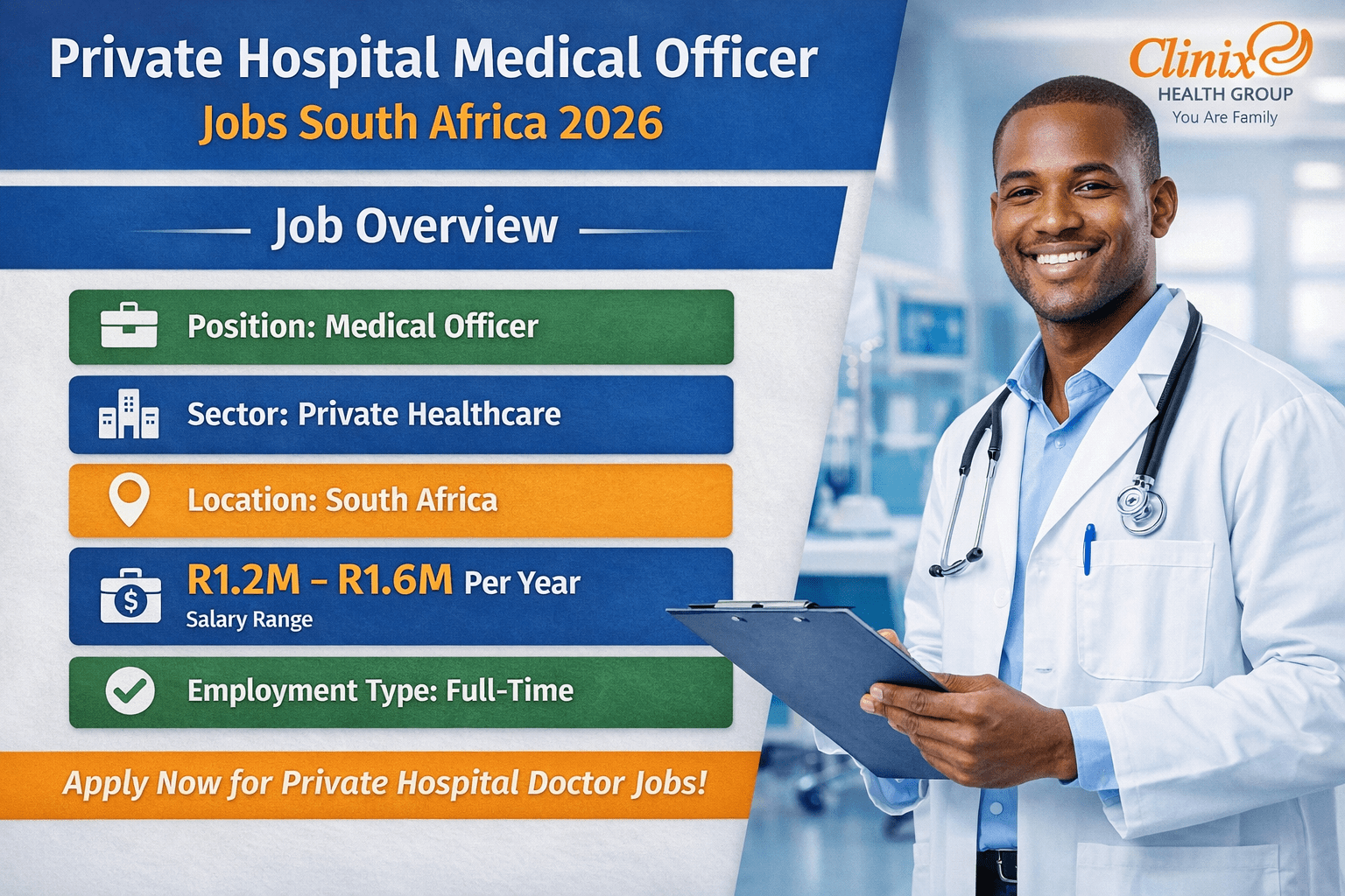 private hospital medical officer jobs south africa clinix hospital doctor vacancy 2026