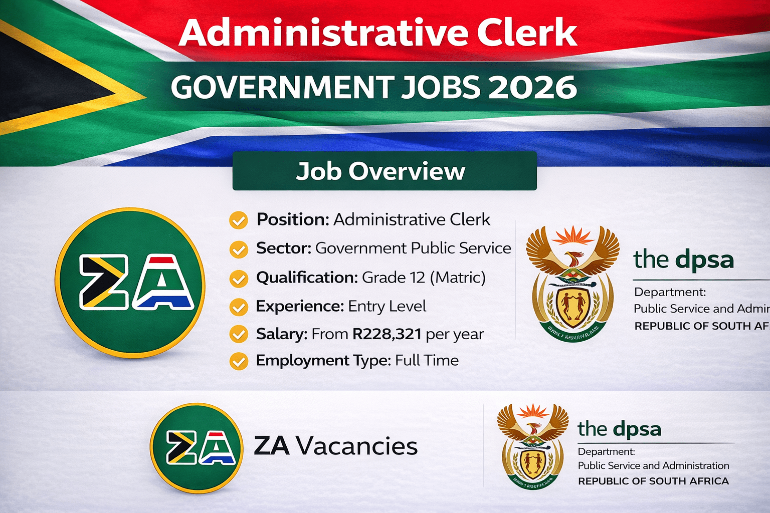 Administrative Clerk Government Jobs SA