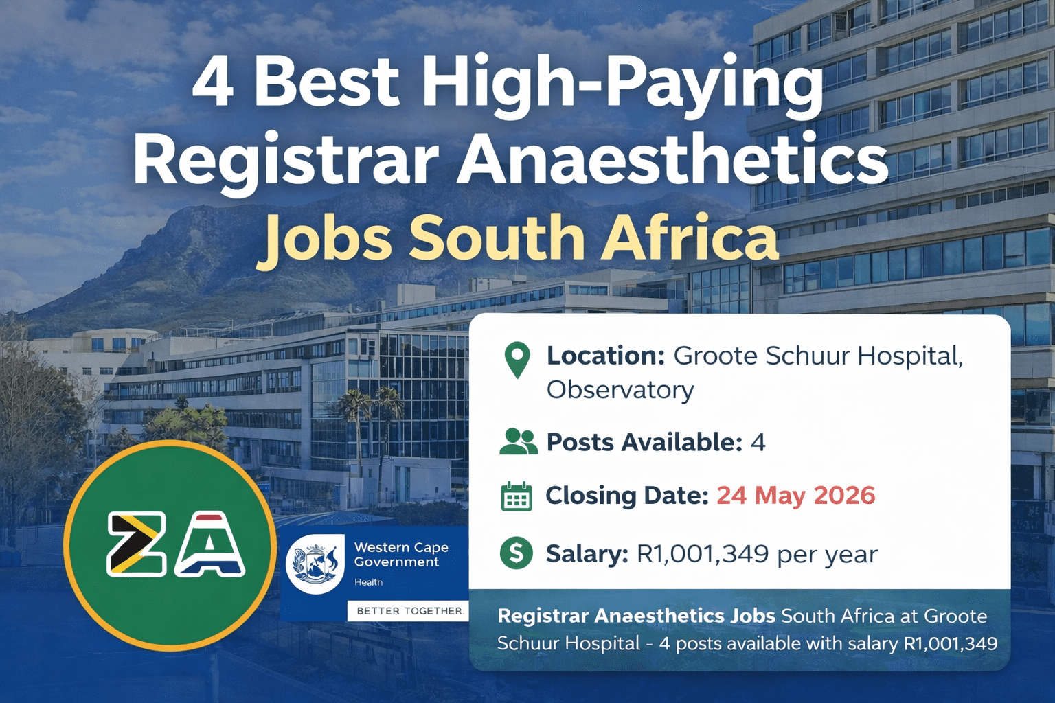 Registrar Anaesthetics Jobs South Africa