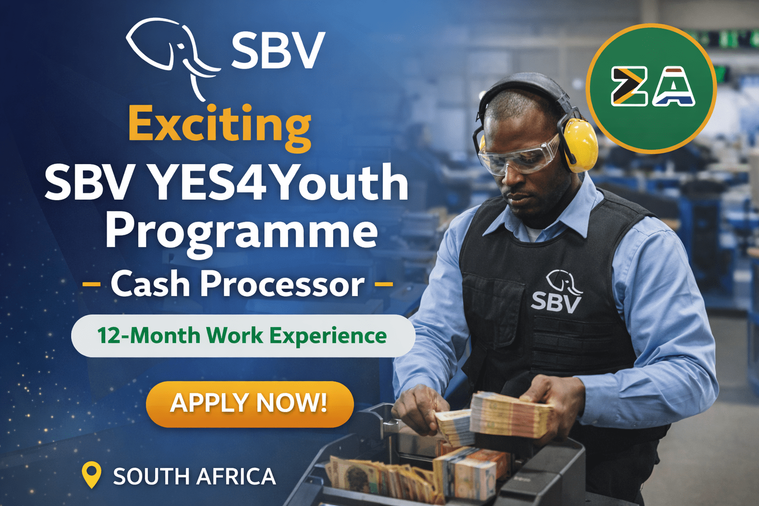 SBV YES4Youth Programme Cash Processor 12 Month Work Experience