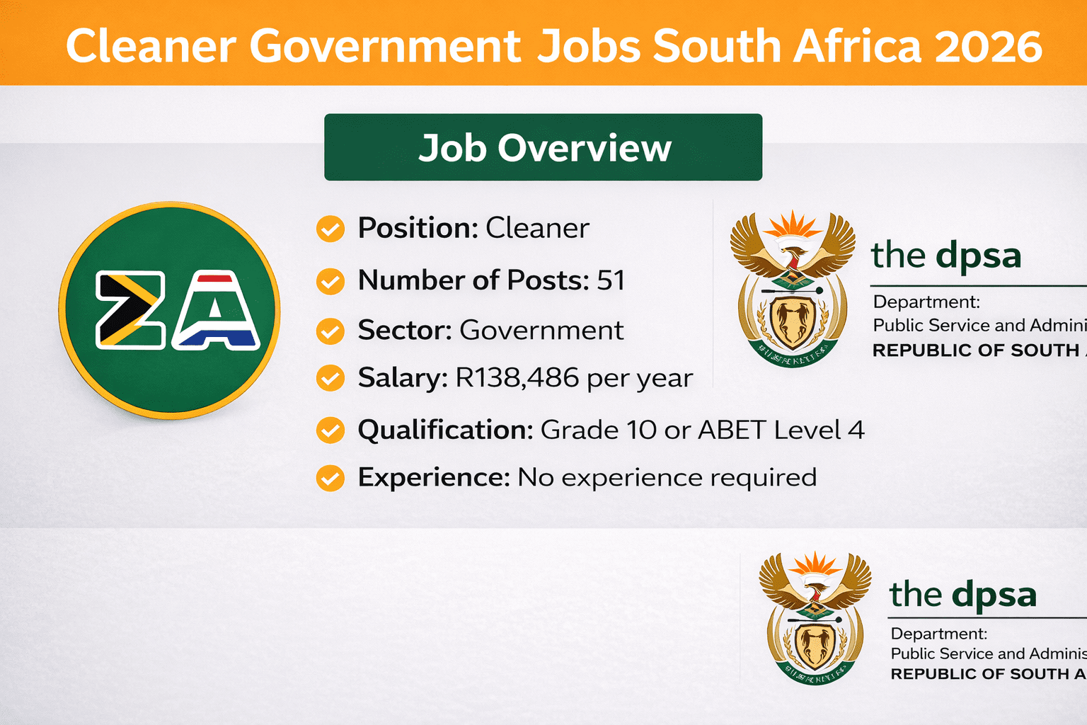 Cleaner Government Jobs South Africa