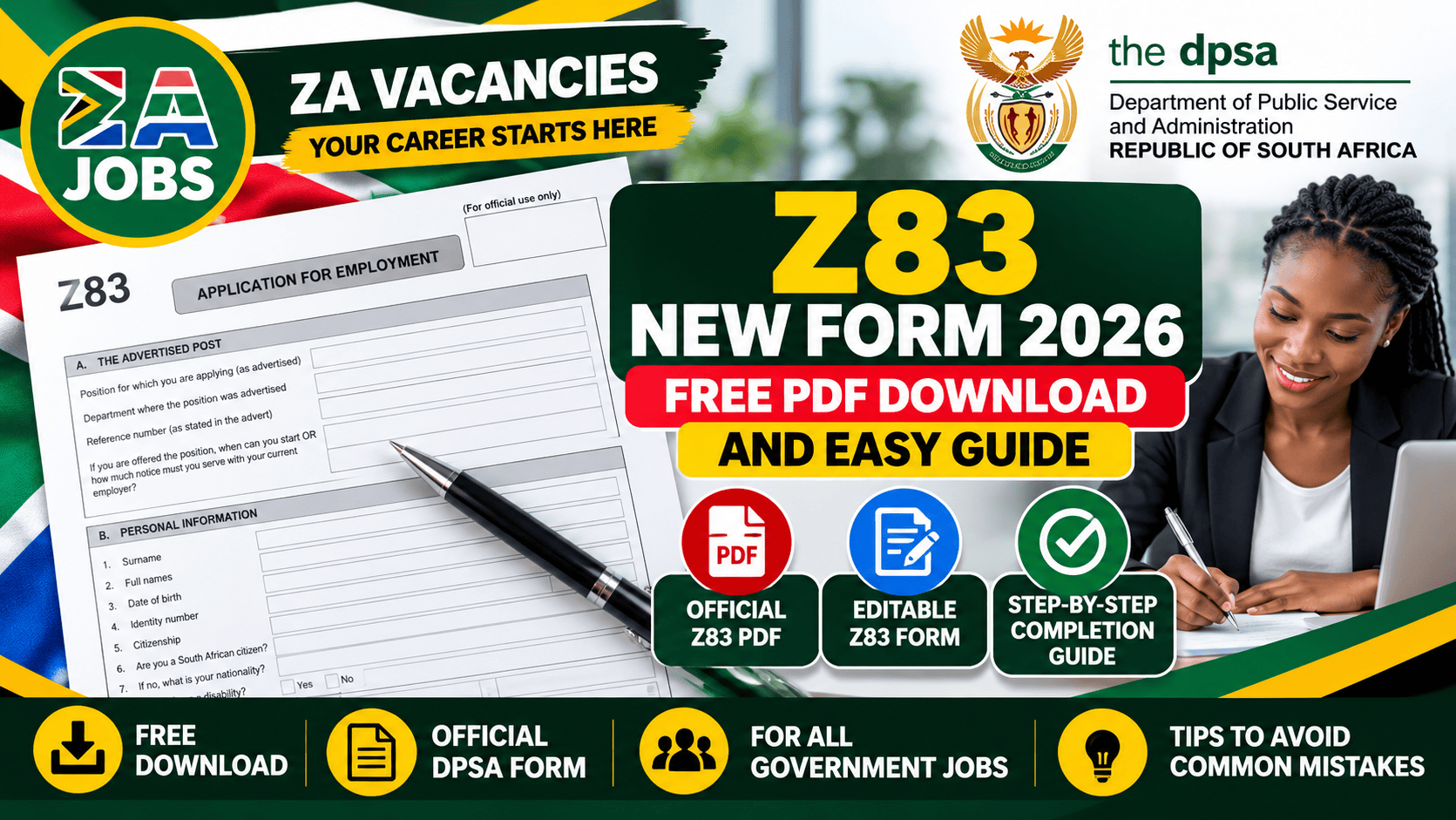 Z83 New Form 2026 official DPSA application PDF and editable government employment form